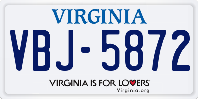 VA license plate VBJ5872