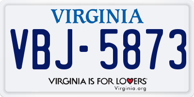 VA license plate VBJ5873