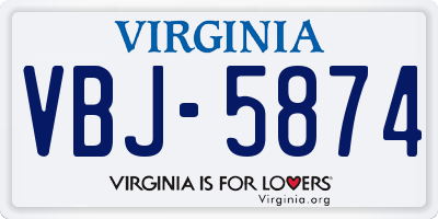 VA license plate VBJ5874