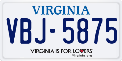 VA license plate VBJ5875