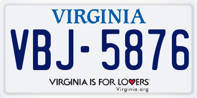 VA license plate VBJ5876