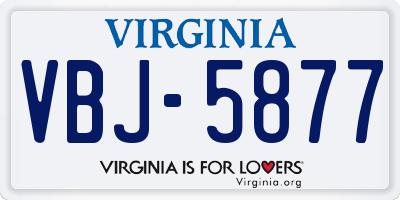 VA license plate VBJ5877