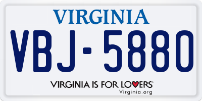 VA license plate VBJ5880