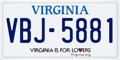 VA license plate VBJ5881