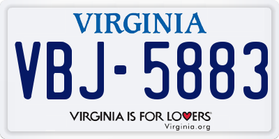 VA license plate VBJ5883