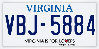VA license plate VBJ5884