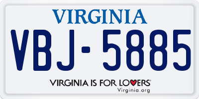 VA license plate VBJ5885