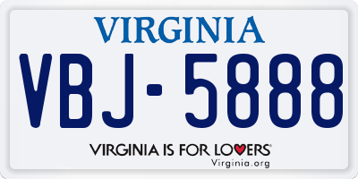 VA license plate VBJ5888