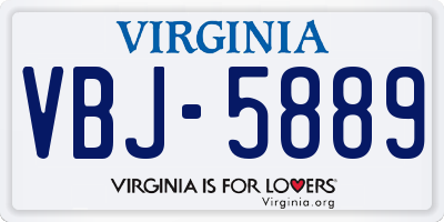 VA license plate VBJ5889