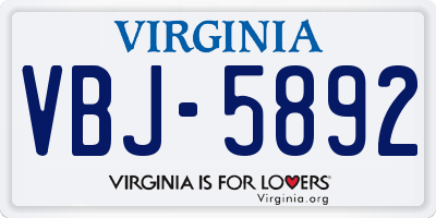 VA license plate VBJ5892