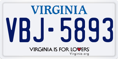 VA license plate VBJ5893