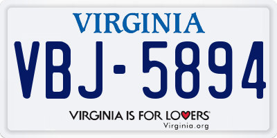 VA license plate VBJ5894