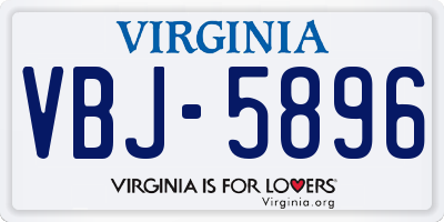 VA license plate VBJ5896