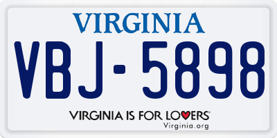 VA license plate VBJ5898