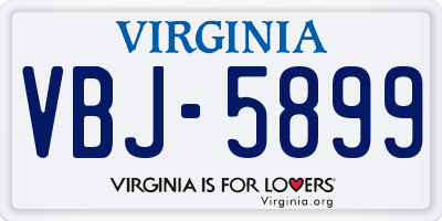 VA license plate VBJ5899