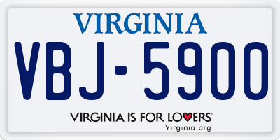 VA license plate VBJ5900