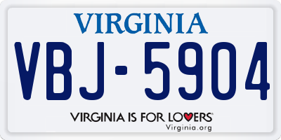 VA license plate VBJ5904