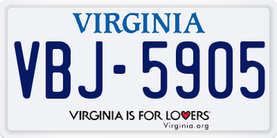 VA license plate VBJ5905