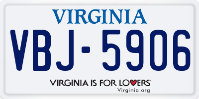 VA license plate VBJ5906