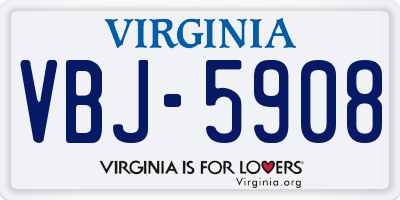 VA license plate VBJ5908