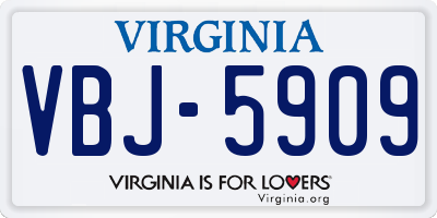 VA license plate VBJ5909
