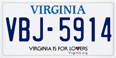 VA license plate VBJ5914