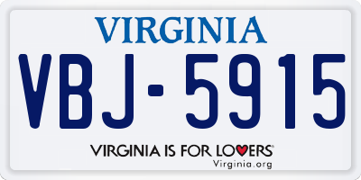 VA license plate VBJ5915