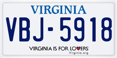 VA license plate VBJ5918