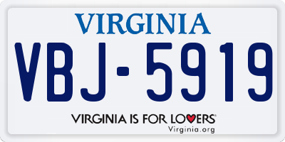 VA license plate VBJ5919