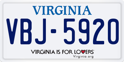 VA license plate VBJ5920