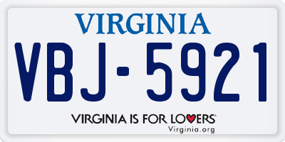 VA license plate VBJ5921
