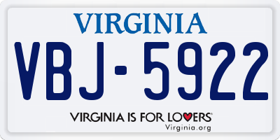 VA license plate VBJ5922
