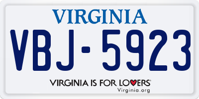 VA license plate VBJ5923