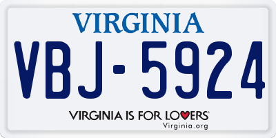 VA license plate VBJ5924