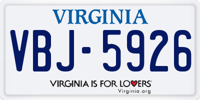VA license plate VBJ5926