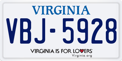 VA license plate VBJ5928
