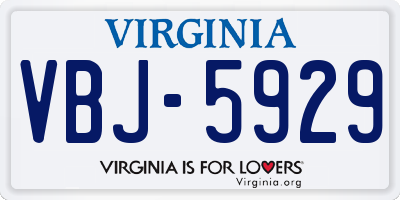 VA license plate VBJ5929