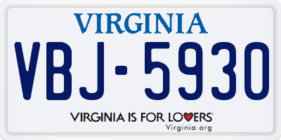 VA license plate VBJ5930