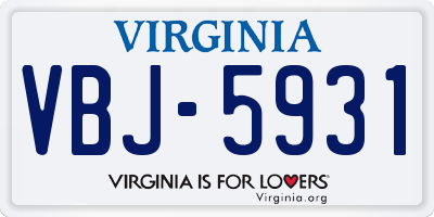 VA license plate VBJ5931