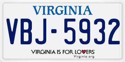VA license plate VBJ5932