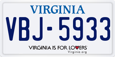 VA license plate VBJ5933