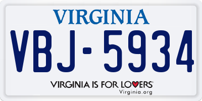 VA license plate VBJ5934