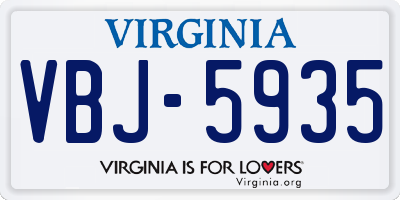 VA license plate VBJ5935