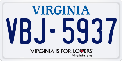 VA license plate VBJ5937