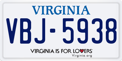 VA license plate VBJ5938