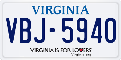VA license plate VBJ5940