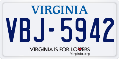 VA license plate VBJ5942