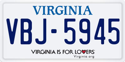 VA license plate VBJ5945