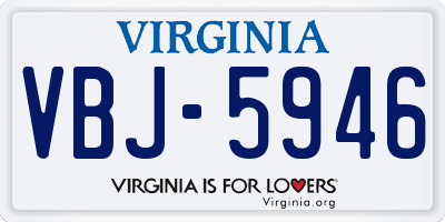 VA license plate VBJ5946