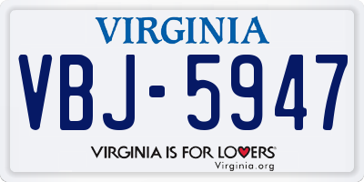 VA license plate VBJ5947